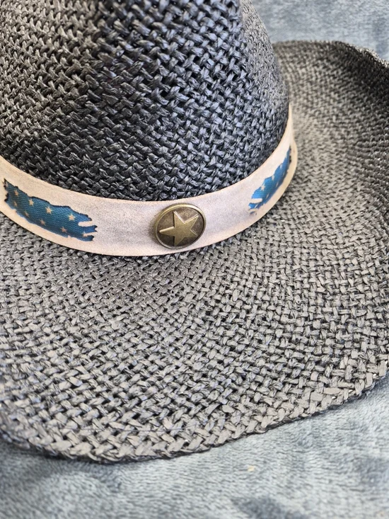 WESTERN COWBOY Charcoal Color Resemblance American Flag With Button Brass Tone - Picture 7 of 14